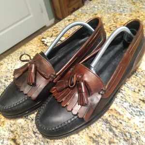 MARMOCS Handmade Black/Brown Leather Slip On Tassel Loafers 15-623 Men's 11M